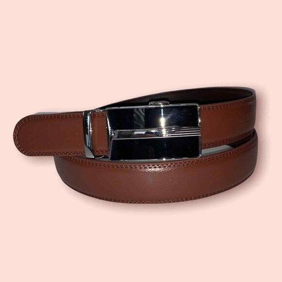 Men’s Leather Sliding Buckle Adjustable Belt - Picture 1 of 6
